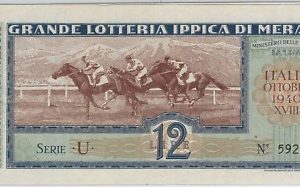 66112  - Vecchio  BIGLIETTO  LOTTERIA: Grande Lotteria Ippica di MERANO 1940