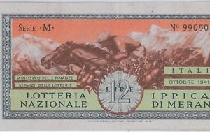 66114  - Vecchio  BIGLIETTO  LOTTERIA: Grande Lotteria Ippica di MERANO 1941