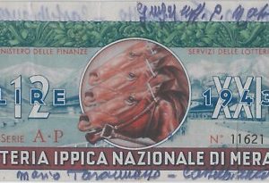 66115  - Vecchio  BIGLIETTO  LOTTERIA: Grande Lotteria Ippica di MERANO 1943