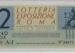 66113  - Vecchio  BIGLIETTO  LOTTERIA:  Lotteria ESPOSIZIONE ROMA  1940
