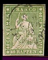 95002bE -  SWITZERLAND - STAMP - Zumstein # 26C or 26G - Very Fine  USED