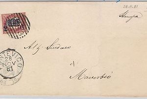 ITALIA REGNO: Sass 30 su LETTERA con annullo numerale sbarre 1783 PONTEVICO 1881