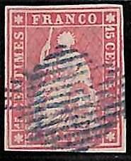 94986dC - SWITZERLAND - STAMP - ZM  # 24D Blue Thread  - Very  Fine USED - LUX