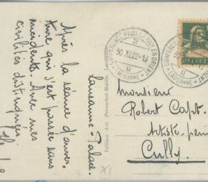 82193  - SWITZERLAND - Postal History - BENITO postcard  PEACE CONFERENCE 1922