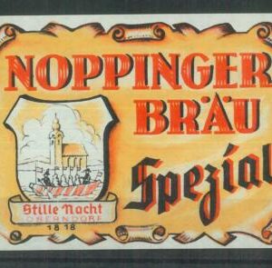 87073 -  Vintage BOTTLE  LABEL -  BEER  ---  NOPPINGER Brau -  Oberndorf