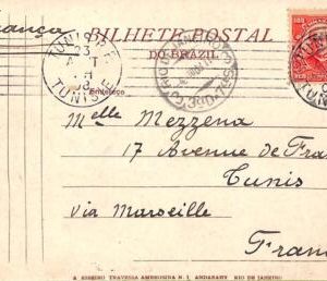 ac1623 -  BRAZIL - POSTAL HISTORY - POSTCARD to TUNISIA  1909