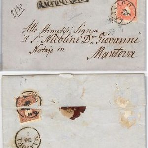 ANTICHI STATI:  LOMBARDO VENETO : Sassone 30 + 31  su BUSTA da  LEGNAGO 1859