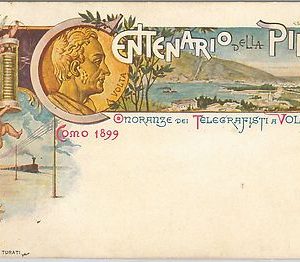 40313  CARTOLINA d'Epoca - COMO: ONORANZE dei TELEGRAFISTI a VOLTA -  1899 TRENO