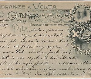 40315  CARTOLINA d'Epoca - COMO: ONORANZE a VOLTA 1899 - con annullo ESPOSIZIONE