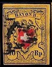 94982cC  - SWITZERLAND  -  STAMP -   Yvert #  16 II -  Very Fine USED - LUX