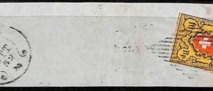 94983e - SWITZERLAND - STAMP - Yvert # 16 II - Very Fine USED on cover CUT-OUT