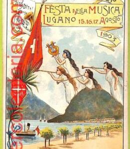 Lib8001 -  SWITZERLAND - VINTAGE POSTCARD  - Lugano 1903 MUSIC FESTIVAL