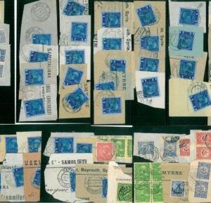 21437 - LEVANT:  AUSTRIAN  GERMAN  TURKEY: STAMPS  CUT- OUTS: lot of  58 ITEMS