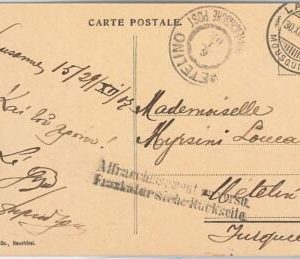 42249 - Switzwerland / Turkey GREECE -  POSTAL HISTORY postcard to METELINO 1907