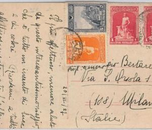 43044 - TURKEY -  POSTAL HISTORY - POSTCARD to ITALY  -  DOGS  1927