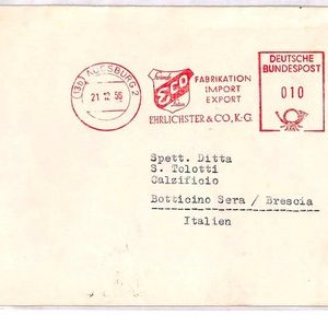 ai4105 - Germany - POSTAL HISTORY - Red MECHANICAL POSTMARK - Textile - 1956