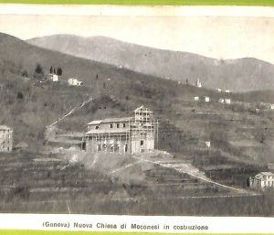aa9449- CARTOLINA D'EPOCA  GENOVA Città  Nuova Chiesa di Moconesi in costruzione