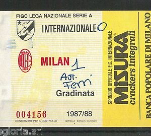 59672  - Vecchio  BIGLIETTO PARTITA CALCIO - 1987 / 1988 : INTER / MILAN