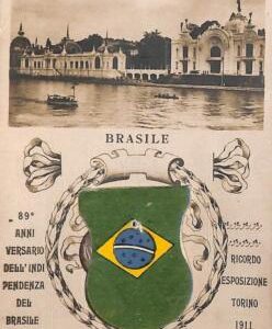 ac1651 -  BRAZIL - Silver Medal on VINTAGE POSTCARD Italy World Expo 1911