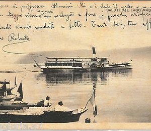 56036  -- CARTOLINA d'Epoca - LAGO MAGGIORE:  BATTELLO 1928