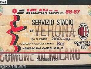 59674 - Vecchio BIGLIETTO  CALCIO - 1986 / 87: MILAN / VERONA: Servizio BAR !