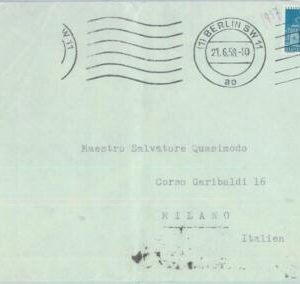 85163  - GERMANY Berlin - POSTAL HISTORY -  Single stamp on COVER to ITALY  1958
