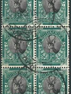 70555 - SOUTH AFRICA - STAMPS -  Stanley Gibbons # 54 block of 6 - USED
