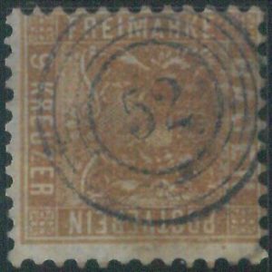 77933  - GERMANY Baden -  STAMP:  Michel  # 15 with rare POSTMARK # 52 GROBE
