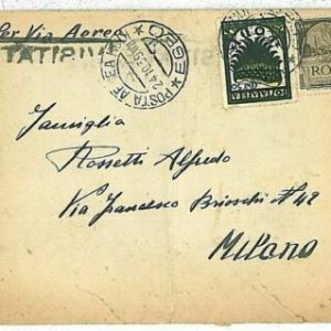 11968 -  Grecia RODI  - STORIA POSTALE - BUSTA  per  MILANO 1939