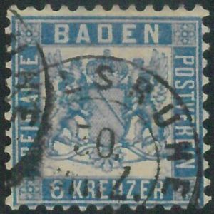77945b -  GERMANY Baden -  STAMP:  Michel  # 19  -   USED