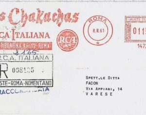 29693 - ITALY - postal history - Red MACHINE postmark 1961 LES CHAKACHAS music