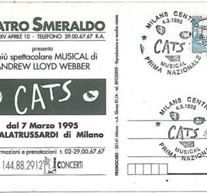26103 - ITALY - POSTAL HISTORY - POSTMARK on postcard : 199 5 MUSIC CATS
