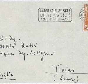 26062 - ITALY - POSTMARK on COVER-1962:CARNEVALE DI ALASSIO-CARNIVALMETEOROLOGY