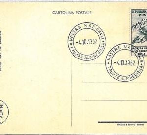 30921 - ITALY-Postal History-1952 FDC CARD Military ALPINE TROOP-MOUNTAINEERING