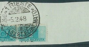 87970  - Trieste AMG-FTT   - Sassone PACCHI # 2g  Usato su FRAMMENTO