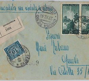 REPUBBLICA - Storia Postale: DEMOCRATICA su BUSTA RACCOMANDATA da CHIUSA PESIO