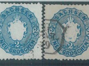 78301 - GERMANY Sachsen -  STAMPS:  Michel  #  17 set of 2 USED stamps - TONE!