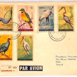 ai4125 - BURUNDI - POSTAL HISTORY - Registered COVER to ITALY  - Birds - 1965