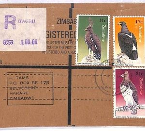 ai4130 - Zimbabwe - POSTAL HISTORY - REGISTERED COVER - Birds - 1985