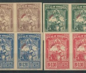 78670 - VENEZUELA - STAMP - Michel  #  415/18 IMPERF pairs  MLH - BASEBALL 1944