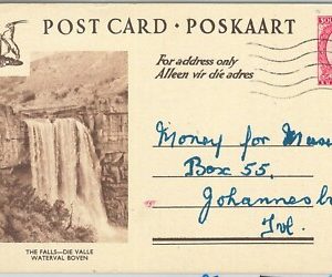 64666 - SOUTH AFRICA - POSTAL HISTORY: POSTAL STATIONERY CARD - WATERFALLS