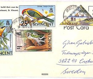 ai4133 - Saint Vincent - POSTAL HISTORY - Postcard to SWEDEN - Birds - 1974