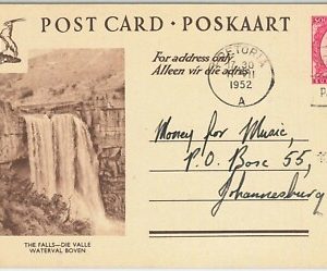 64665 - SOUTH AFRICA - POSTAL HISTORY: POSTAL STATIONERY CARD - WATERFALLS