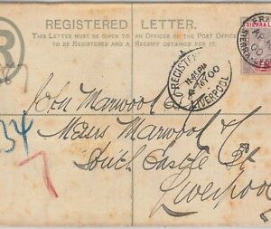 51985 -  SIERRA LEONE -  POSTAL HISTORY - REGISTERED STATIONERY COVER 1900