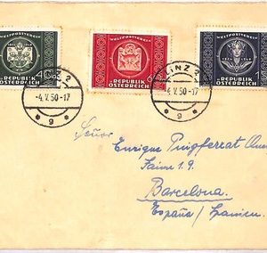 ai4138 - Austria - POSTAL HISTORY - Cover to Spain - UPU - 1950