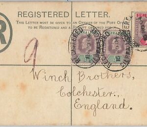 51978 -  SIERRA LEONE -  POSTAL HISTORY - REGISTERED STATIONERY COVER 1904