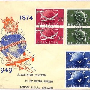 ai4144 - Switzerland - POSTAL HISTORY - FDC - Organizations, UPU - 1949