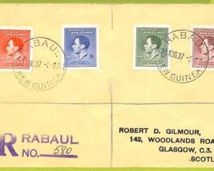 35179 -  PAPUA NEW GUINEA - Postal History  - Registered Cover from RABAUL  1937