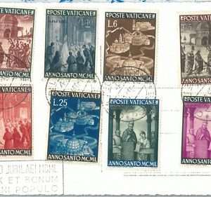 71915 -  VATICANO -  STORIA POSTALE - Sass  132/39 ANNO SANTO su  CARTOLINA 1950