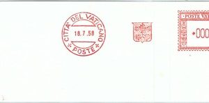71916 - VATICANO - STORIA POSTALE - ANNULLO MECCHANICO rosso - PROVA! 1958